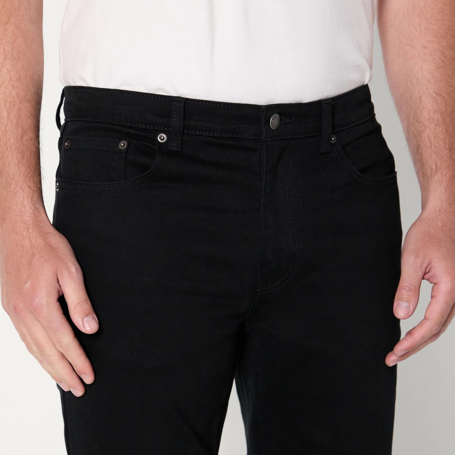 image:imageAmazon Essentials Mens Low Stretch Slim Straight Denim Jeans Vintage InspiredBlack