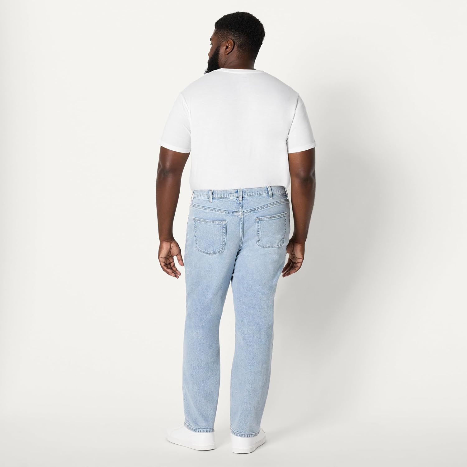 image:imageAmazon Essentials Mens Low Stretch Slim Straight Denim Jeans Vintage InspiredIced Light Wash