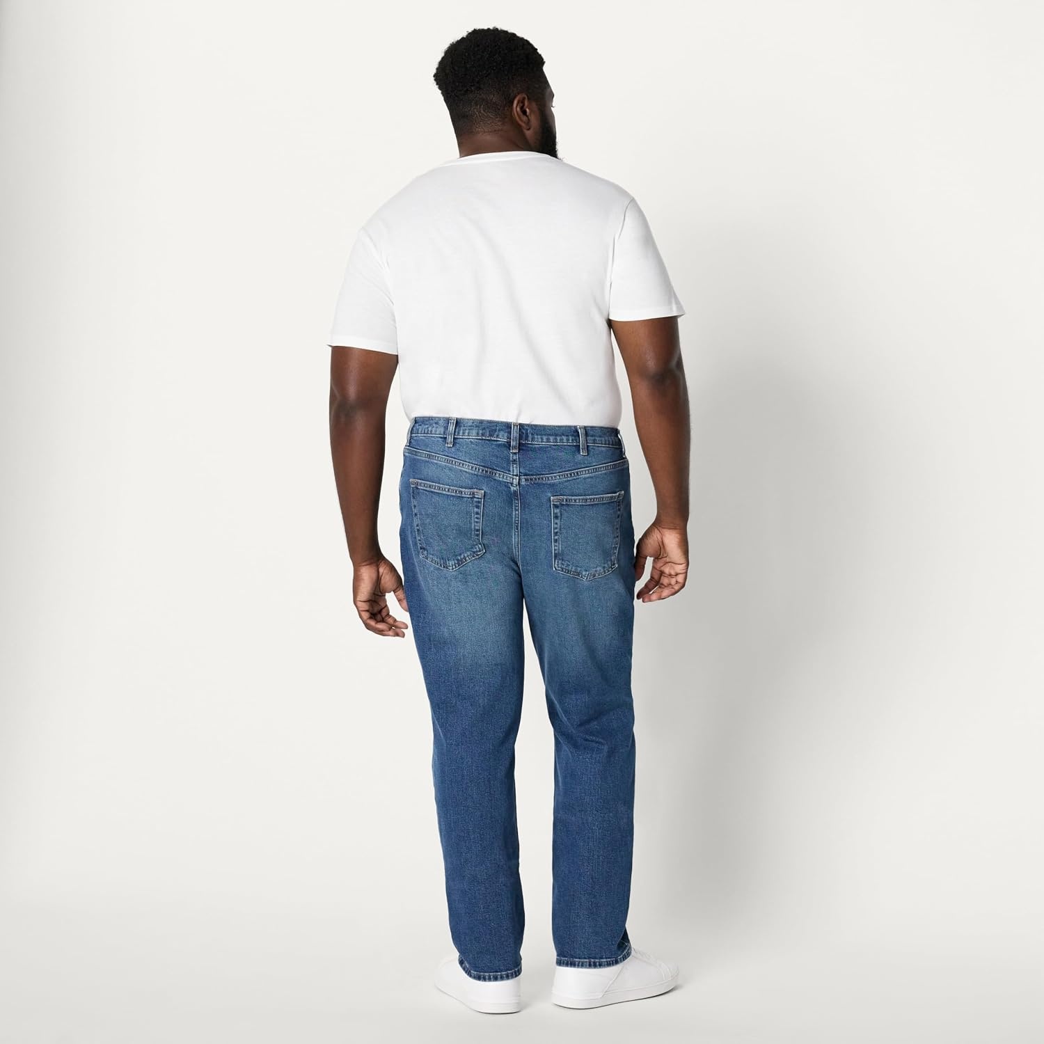 image:imageAmazon Essentials Mens Low Stretch Slim Straight Denim Jeans Vintage InspiredStone Medium Wash