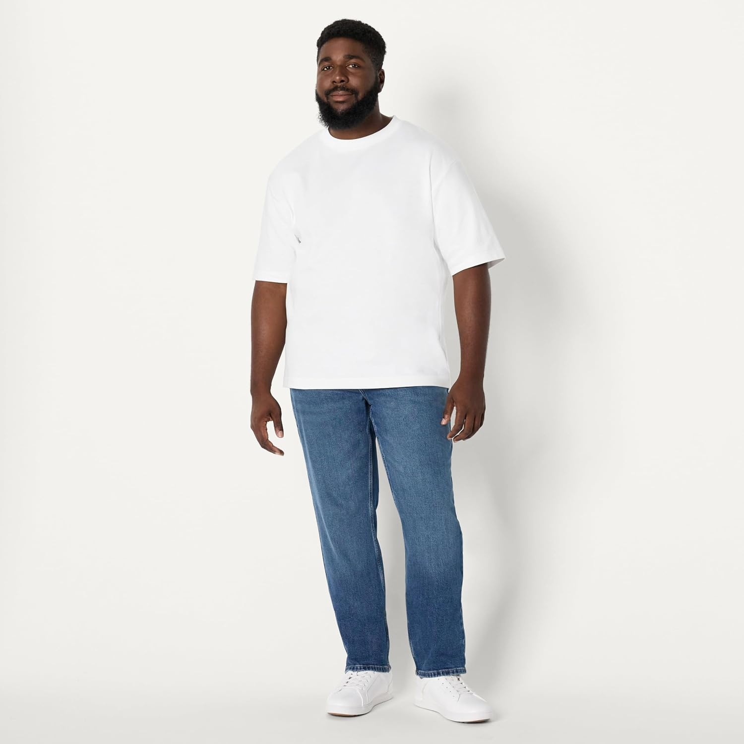 image:imageAmazon Essentials Mens Low Stretch Slim Straight Denim Jeans Vintage InspiredStone Medium Wash