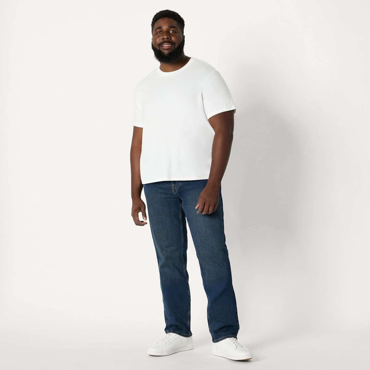image:imageAmazon Essentials Mens Low Stretch Slim Straight Denim Jeans Vintage InspiredTinted Dark Wash