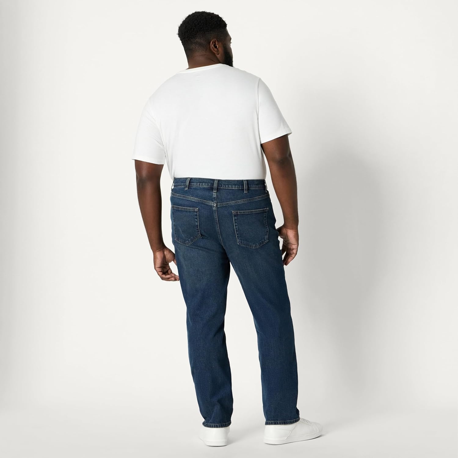 image:imageAmazon Essentials Mens Low Stretch Slim Straight Denim Jeans Vintage InspiredTinted Dark Wash