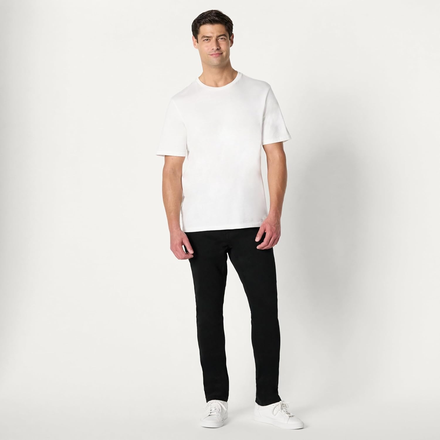image:imageAmazon Essentials Mens Low Stretch SlimFit Jean Tapered Leg Vintage Inspired Midweight DenimBlackmidweight