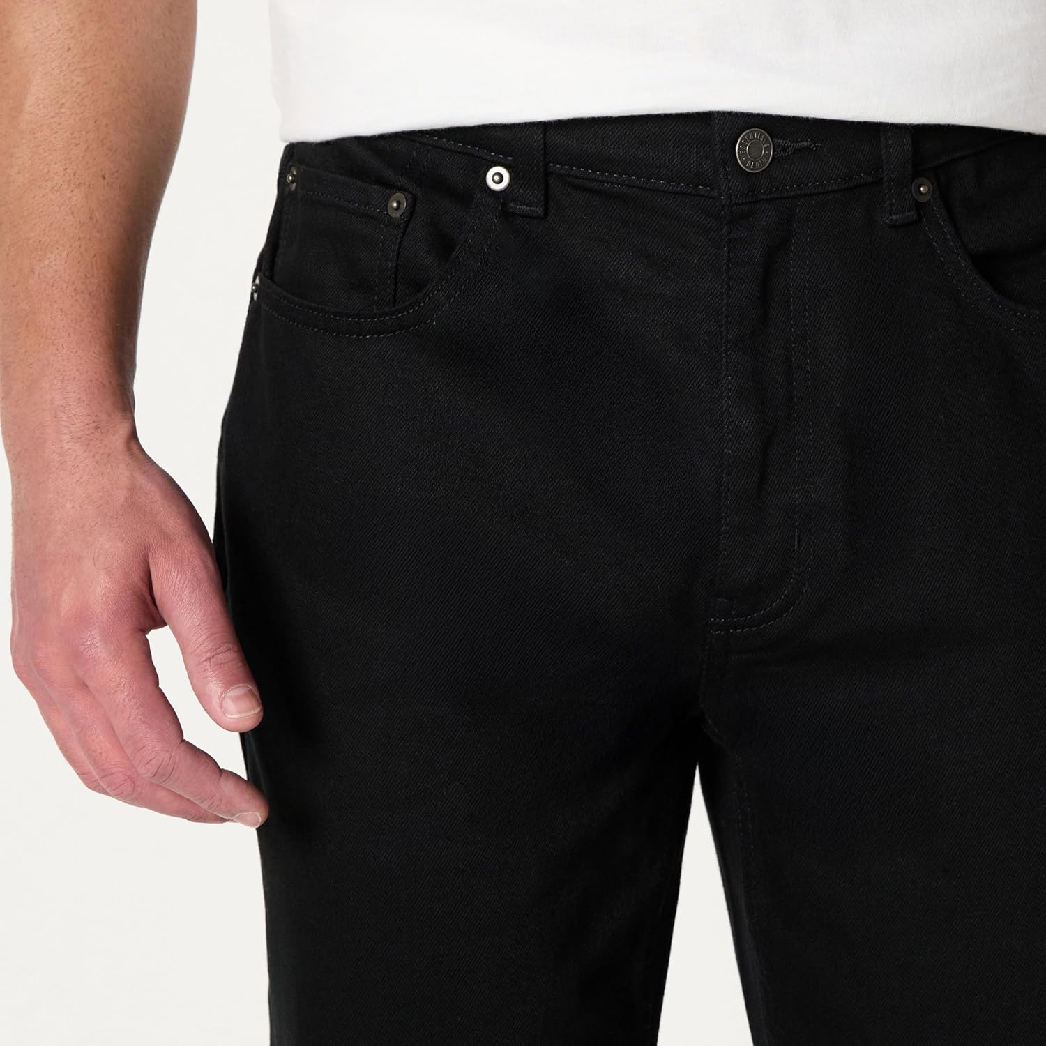 image:imageAmazon Essentials Mens Low Stretch StraightFit JeansBlackheavyweight