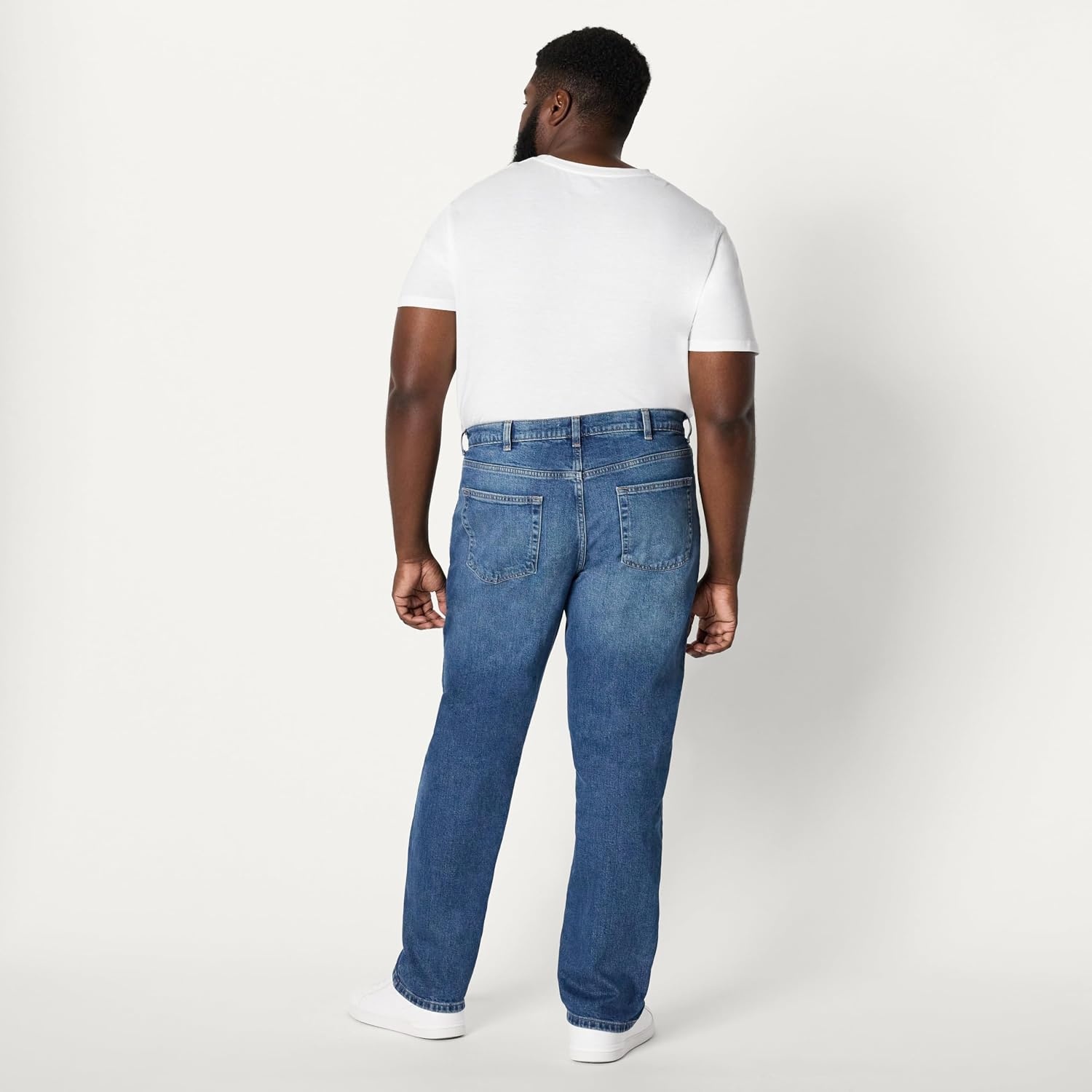 image:imageAmazon Essentials Mens Low Stretch StraightFit JeansStone Medium Wash