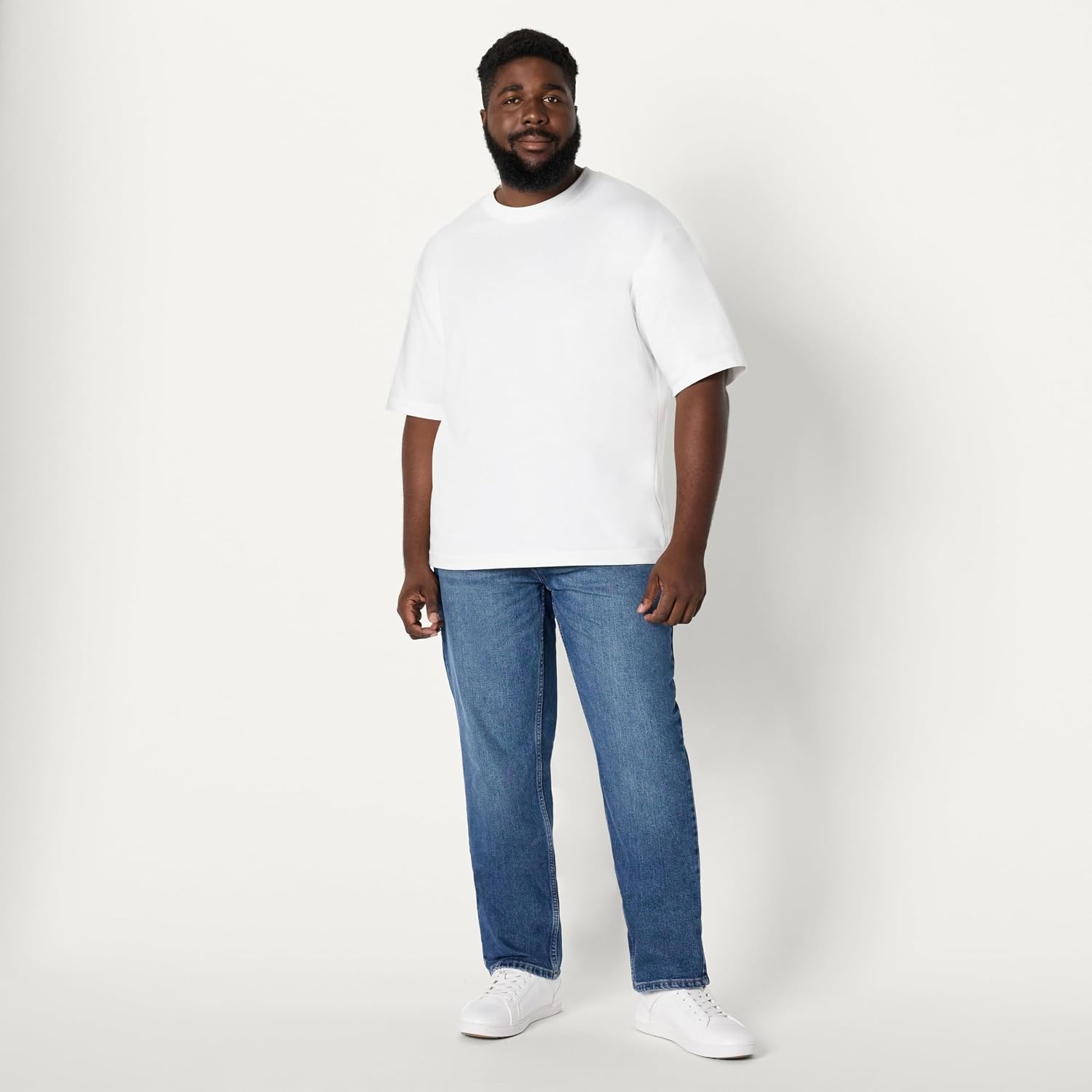 image:imageAmazon Essentials Mens Low Stretch StraightFit JeansStone Medium Wash