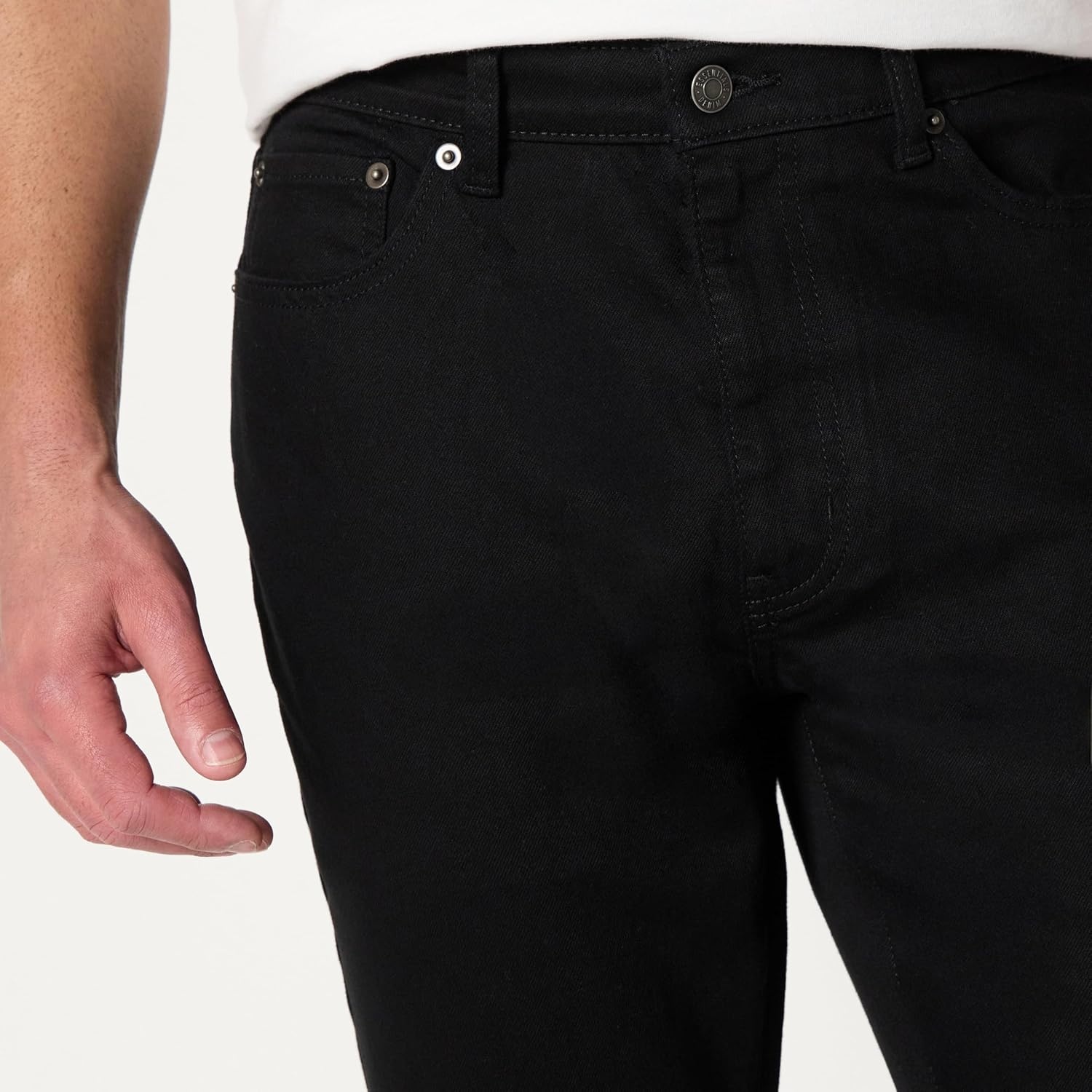 image:imageAmazon Essentials Mens Medium Stretch SkinnyFit JeansBlack