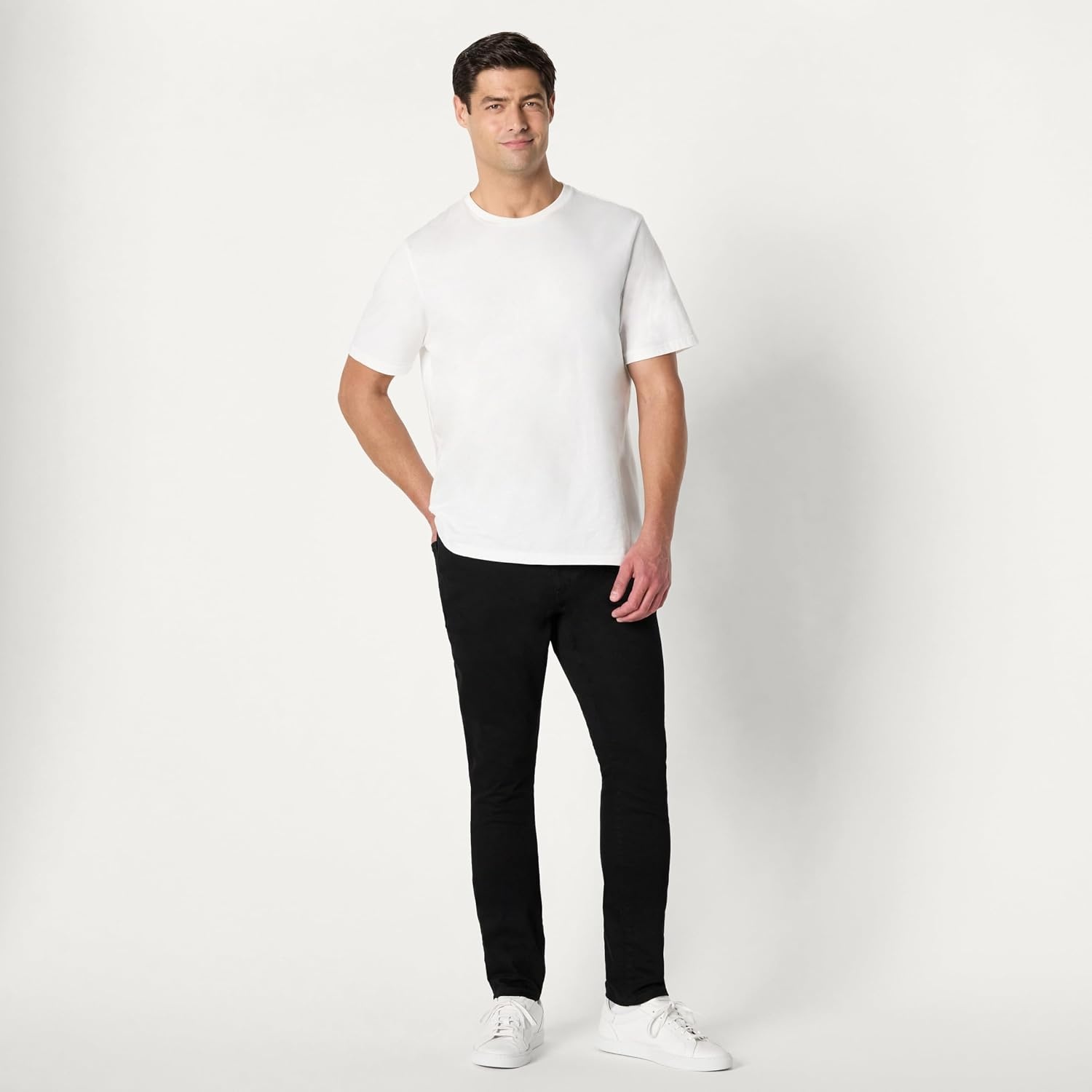 image:imageAmazon Essentials Mens Medium Stretch SkinnyFit JeansBlack