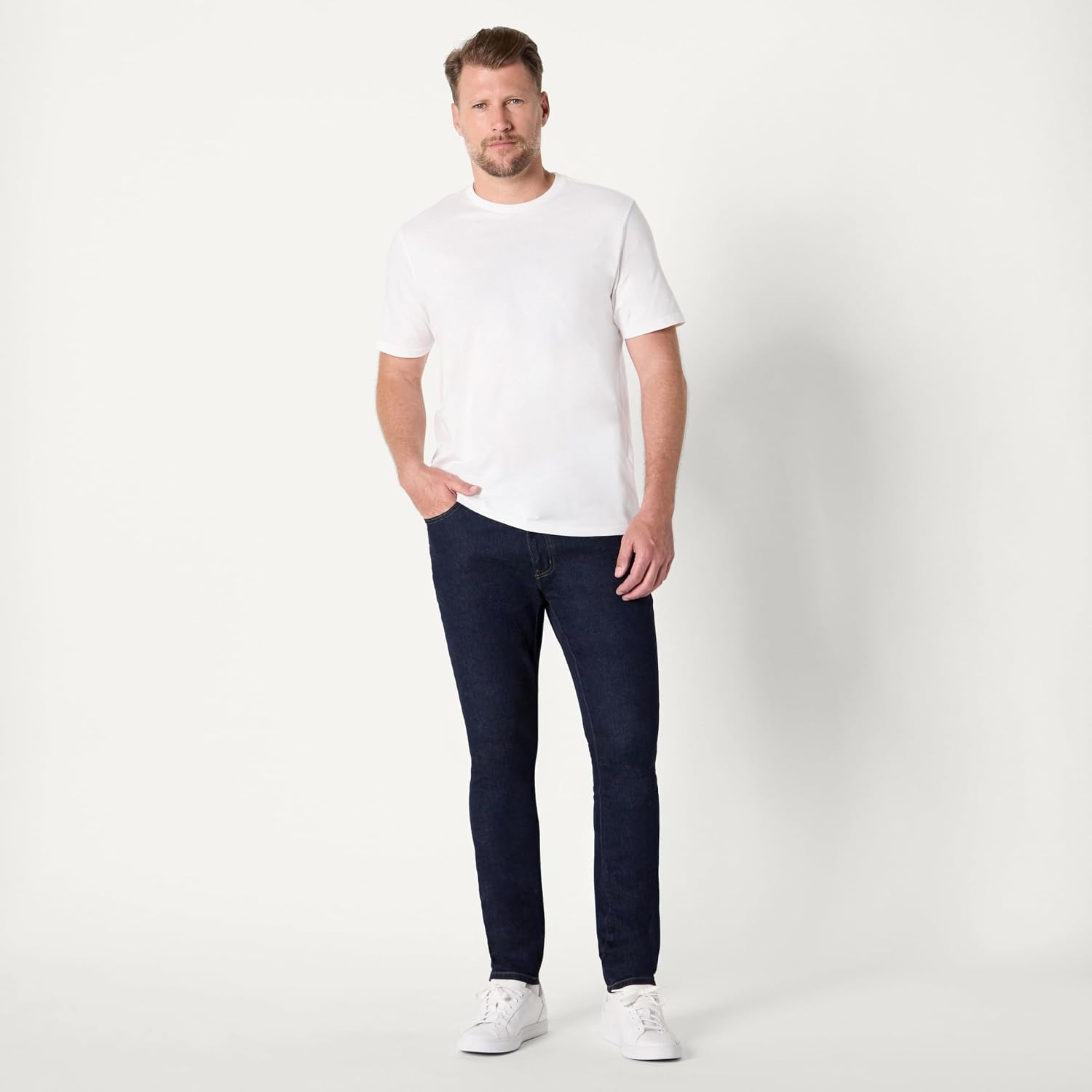 image:imageAmazon Essentials Mens Medium Stretch SkinnyFit JeansRinse