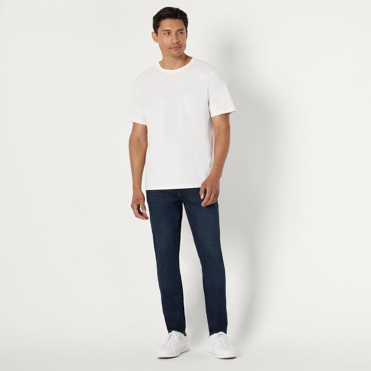 image:imageAmazon Essentials Mens Medium Stretch SkinnyFit JeansTinted Dark Wash