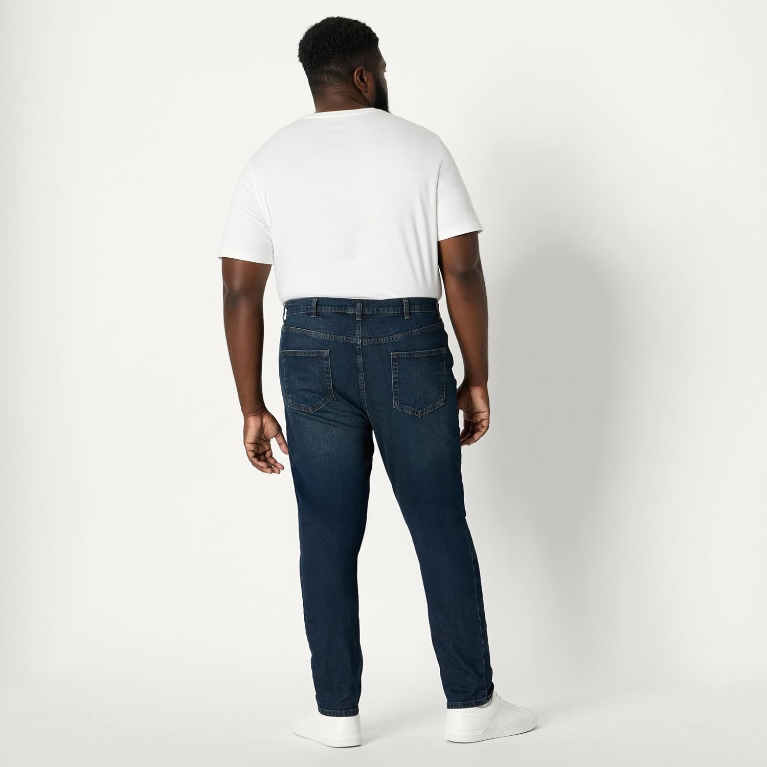 image:imageAmazon Essentials Mens Medium Stretch SkinnyFit JeansTinted Dark Wash