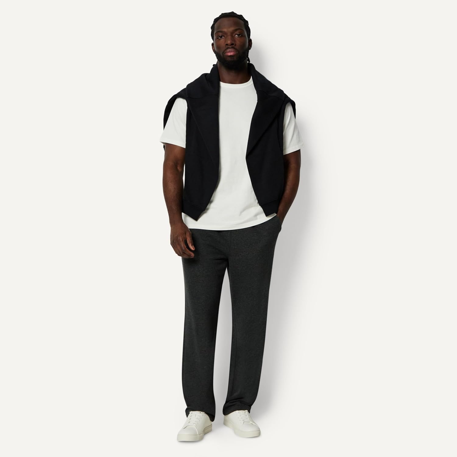 image:imageAmazon Essentials Mens RegularFit Soft Cotton OpenHem SweatpantsCharcoal Heather