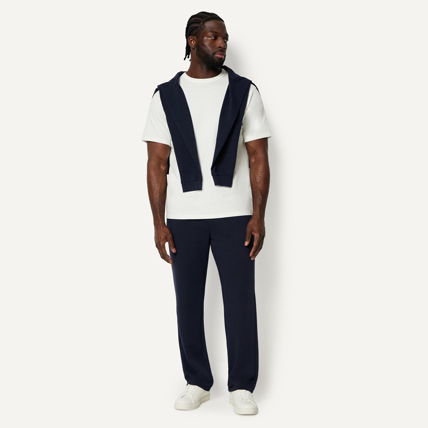 image:imageAmazon Essentials Mens RegularFit Soft Cotton OpenHem SweatpantsNavy