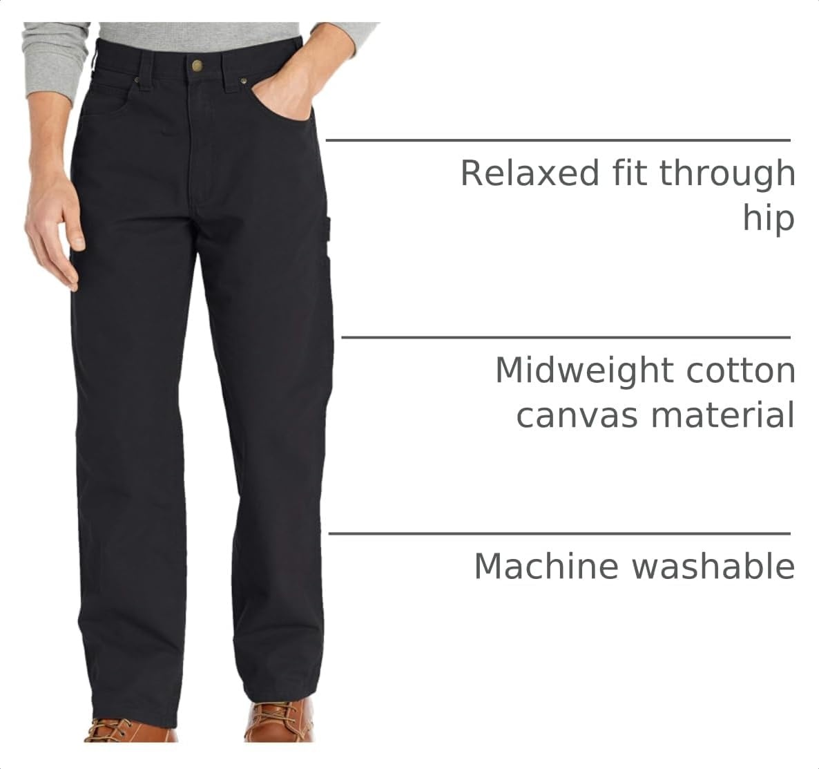image:imageAmazon Essentials Mens RelaxedFit Carpenter Utility Pants with Tool Pockets Discontinued ColorsBlack