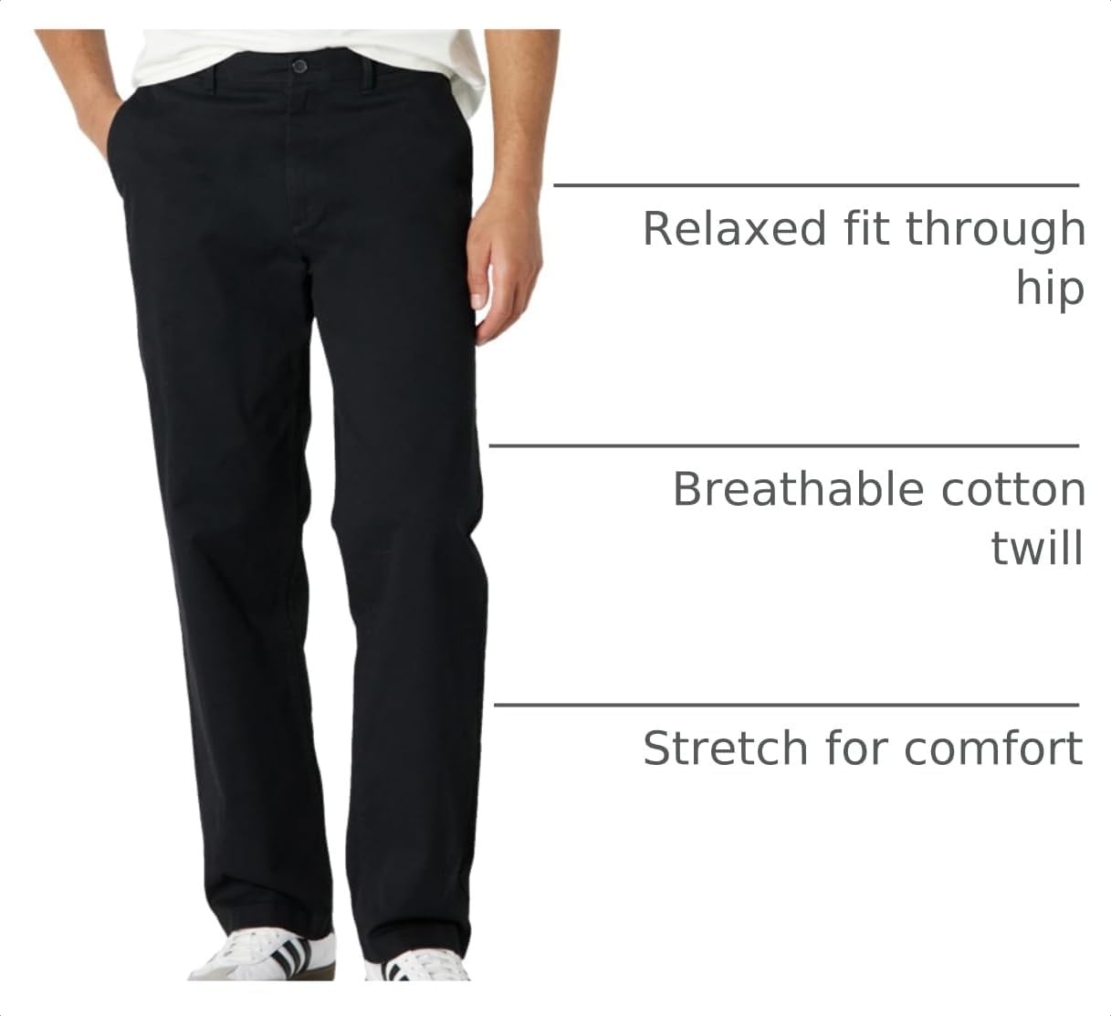 image:imageAmazon Essentials Mens RelaxedFit Cotton Chino PantBlack
