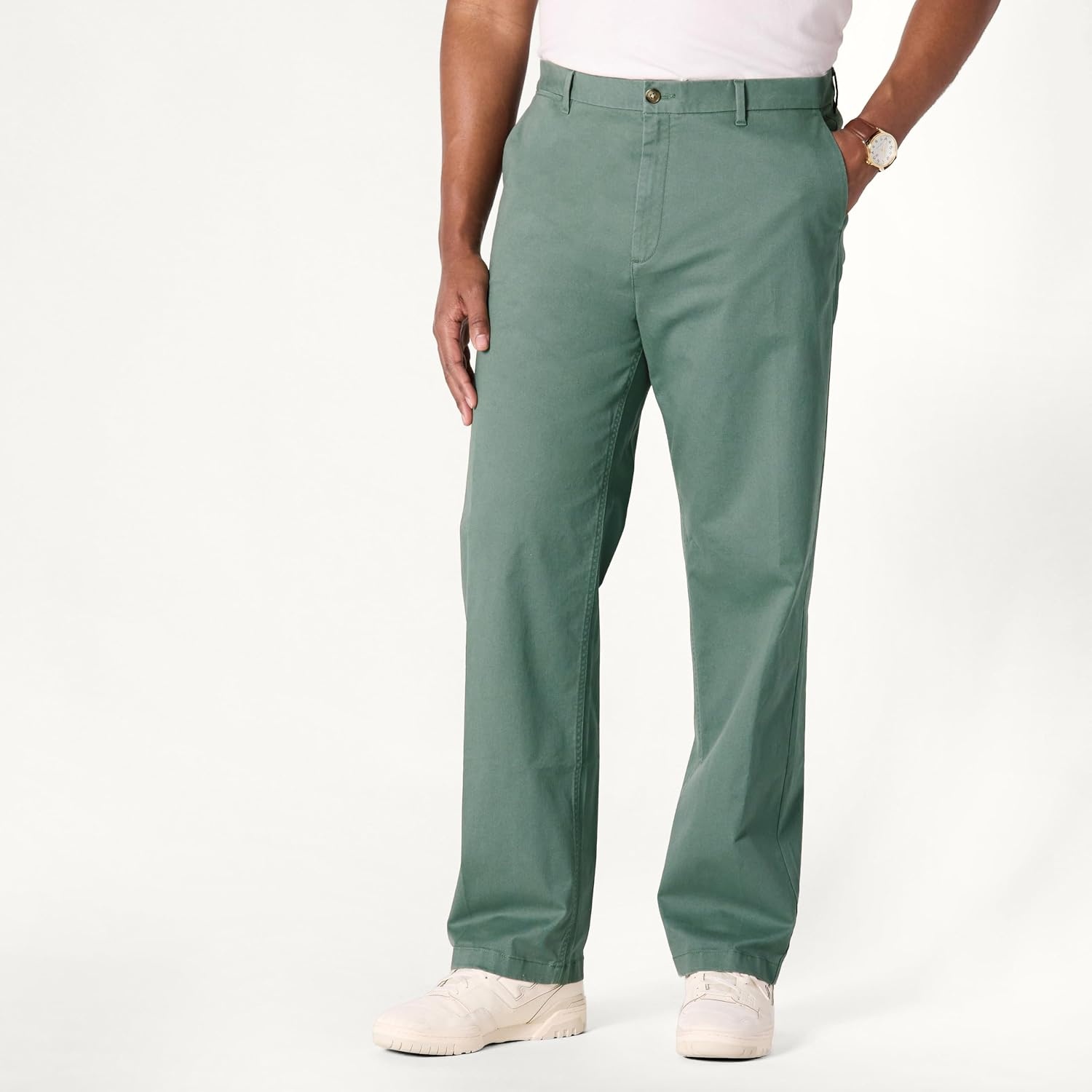 image:imageAmazon Essentials Mens RelaxedFit Cotton Chino PantDark Sage Green