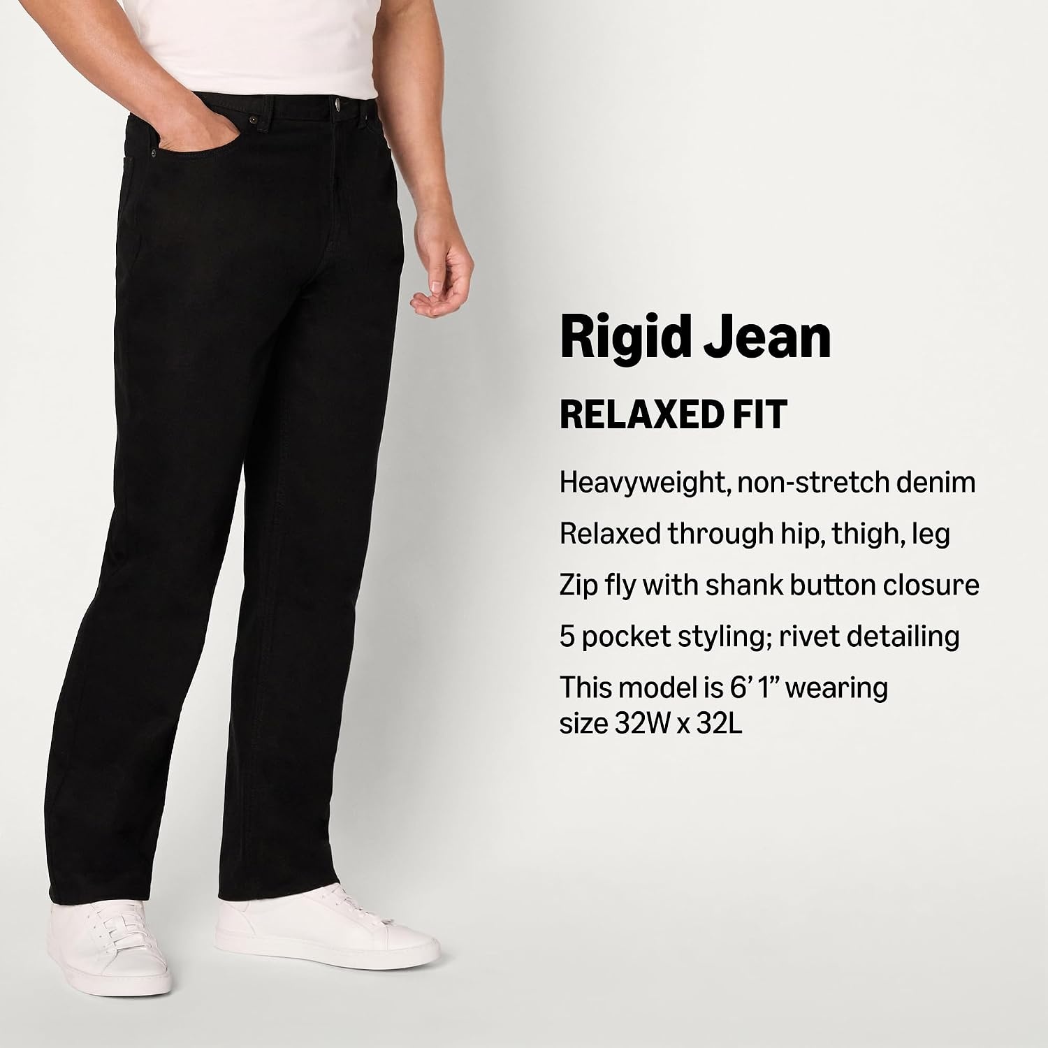 image:imageAmazon Essentials Mens RelaxedFit JeansBlack