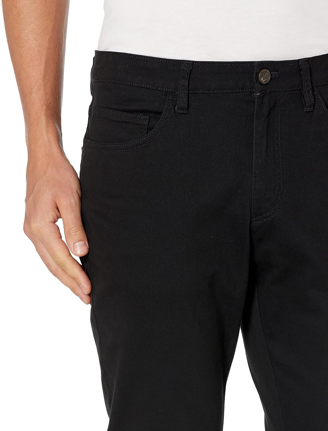 image:imageAmazon Essentials Mens SkinnyFit 5Pocket Stretch Twill Chino PantsBlack