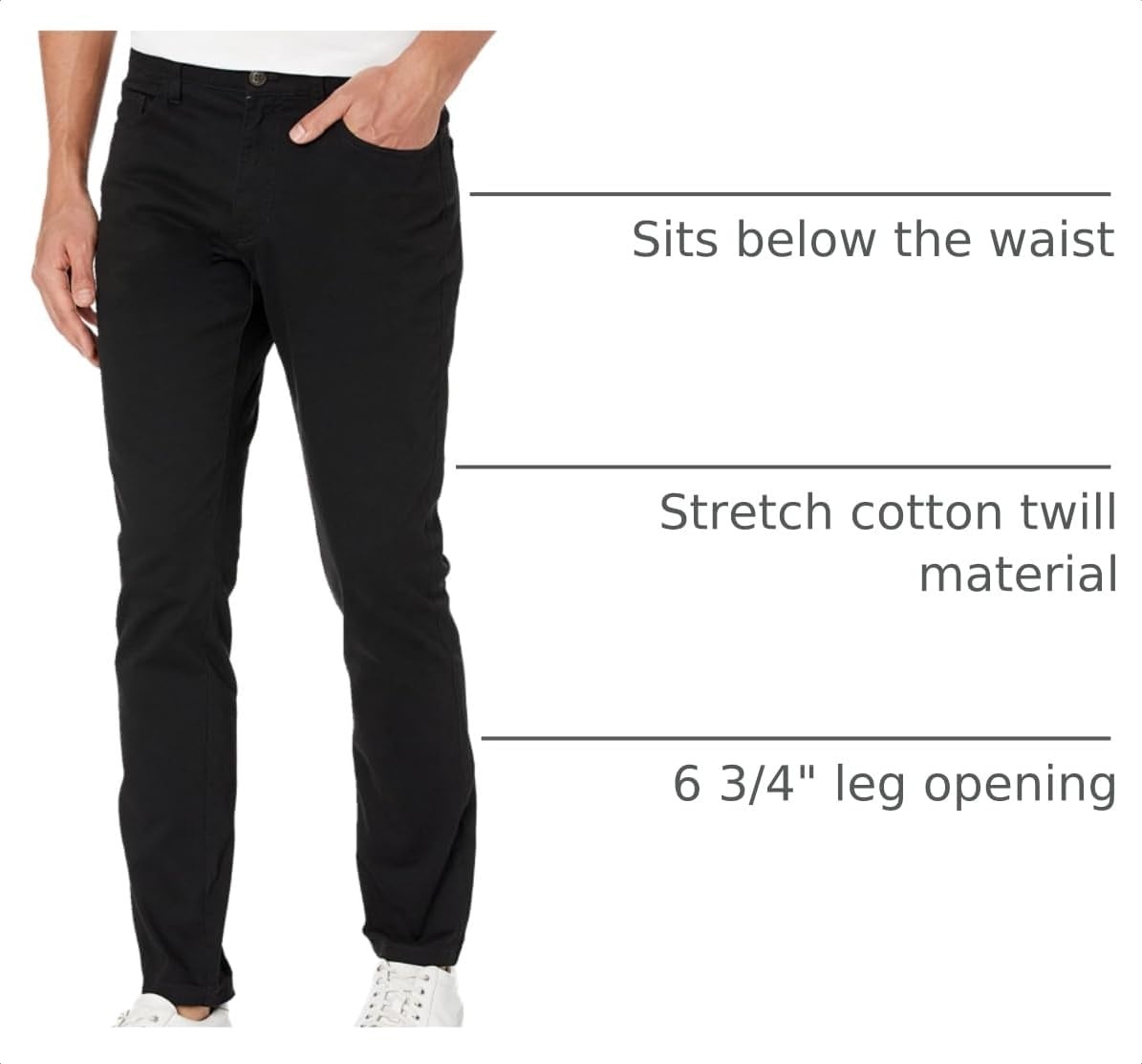 image:imageAmazon Essentials Mens SkinnyFit 5Pocket Stretch Twill Chino PantsBlack