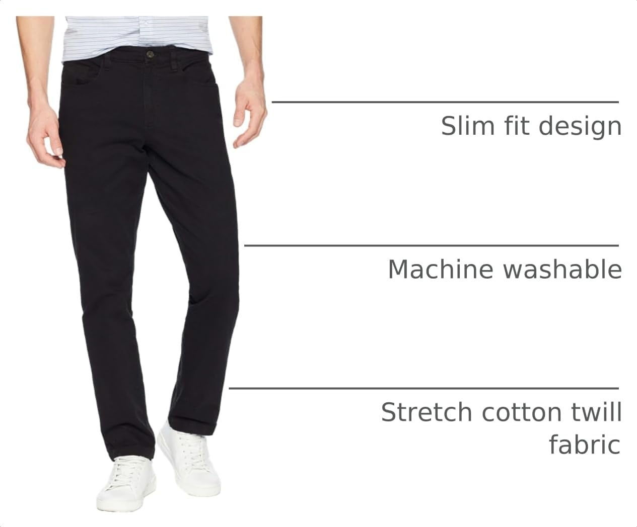 image:imageAmazon Essentials Mens SkinnyFit 5Pocket Stretch Twill Chino PantsBlack