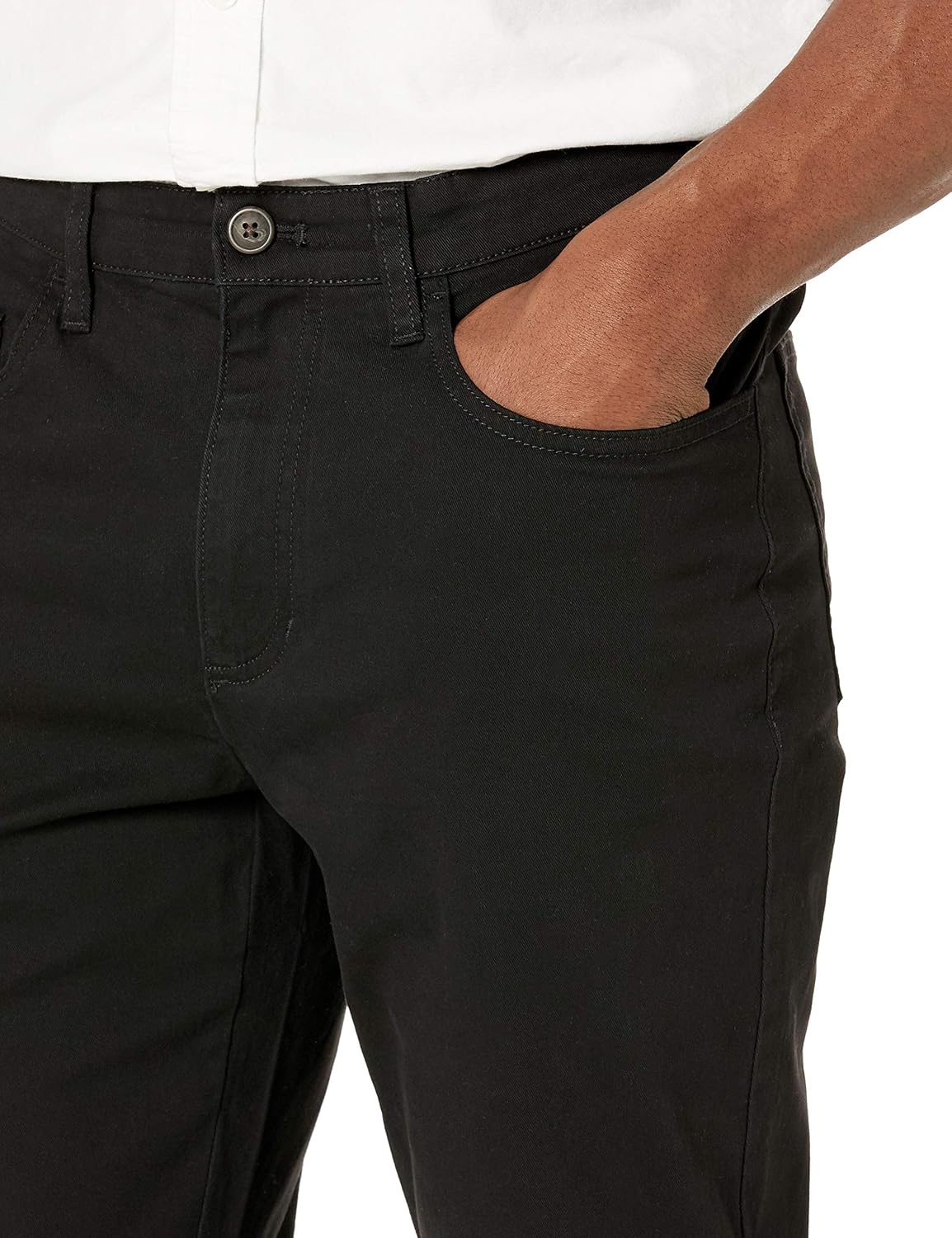 image:imageAmazon Essentials Mens SkinnyFit 5Pocket Stretch Twill Chino PantsBlack