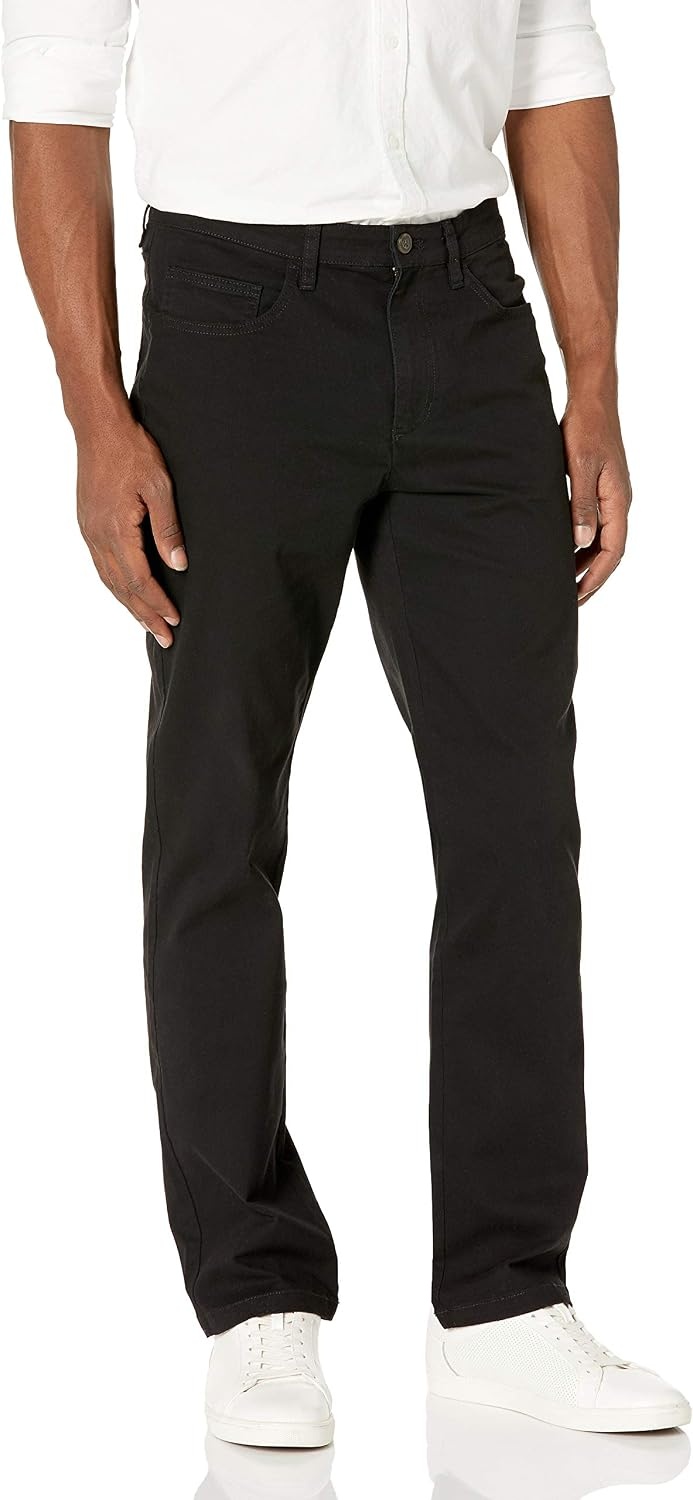 image:imageAmazon Essentials Mens SkinnyFit 5Pocket Stretch Twill Chino PantsBlack