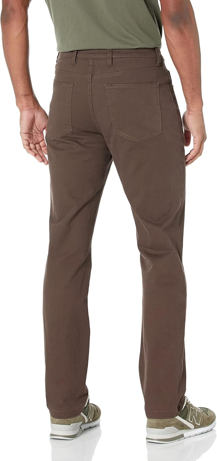 image:imageAmazon Essentials Mens SkinnyFit 5Pocket Stretch Twill Chino PantsBrown