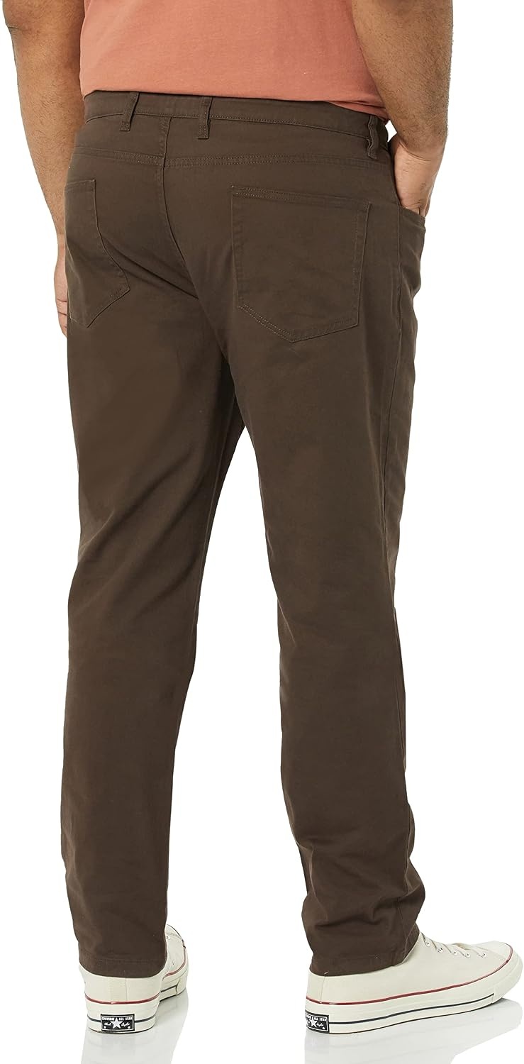 image:imageAmazon Essentials Mens SkinnyFit 5Pocket Stretch Twill Chino PantsBrown