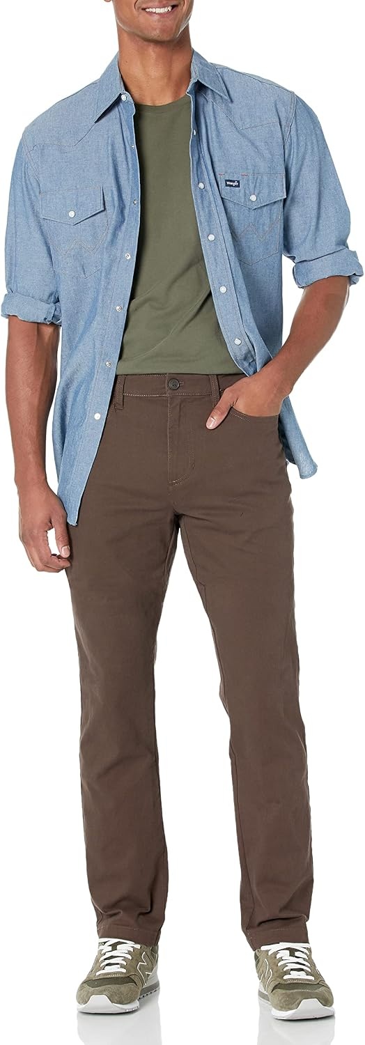 image:imageAmazon Essentials Mens SkinnyFit 5Pocket Stretch Twill Chino PantsBrown