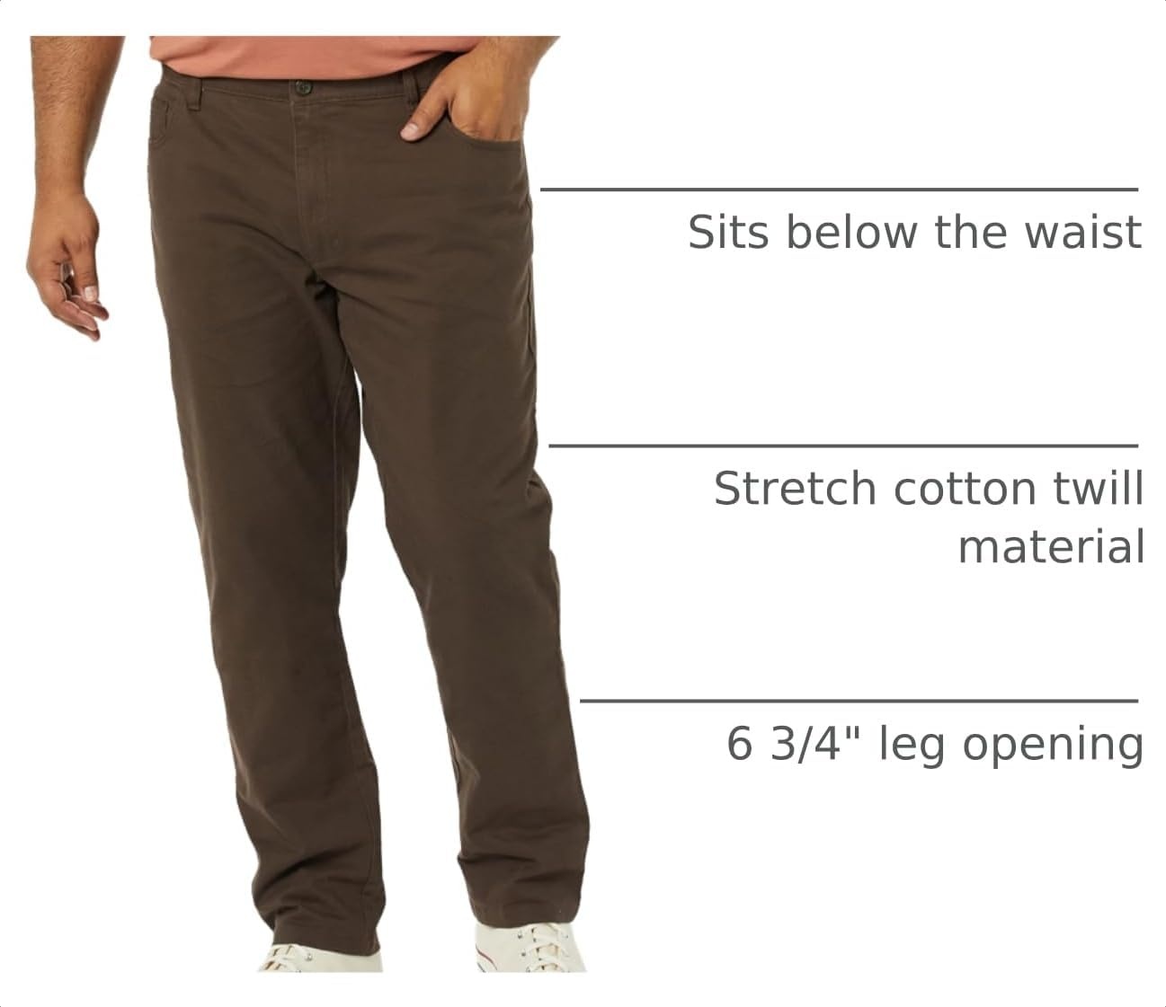image:imageAmazon Essentials Mens SkinnyFit 5Pocket Stretch Twill Chino PantsBrown
