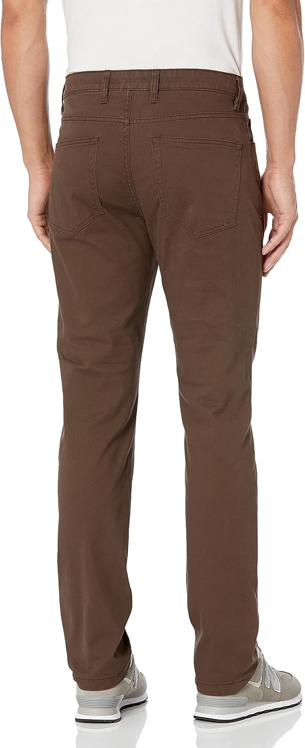 image:imageAmazon Essentials Mens SkinnyFit 5Pocket Stretch Twill Chino PantsBrown