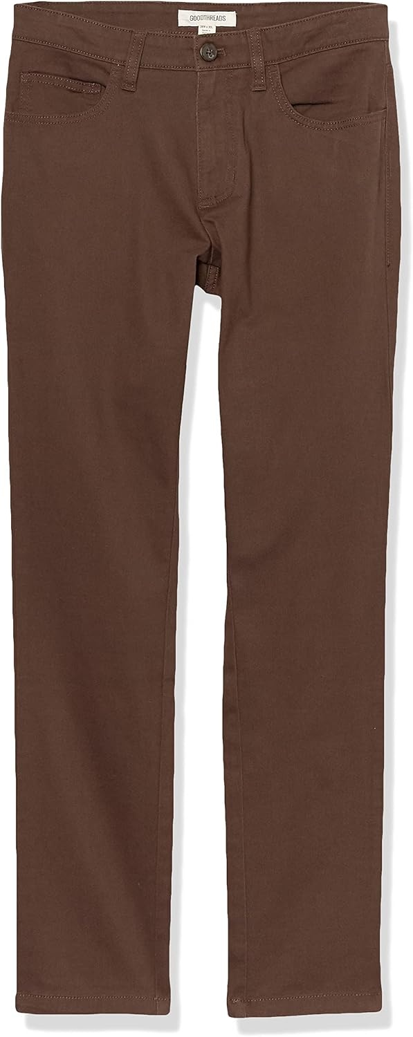 image:imageAmazon Essentials Mens SkinnyFit 5Pocket Stretch Twill Chino PantsBrown