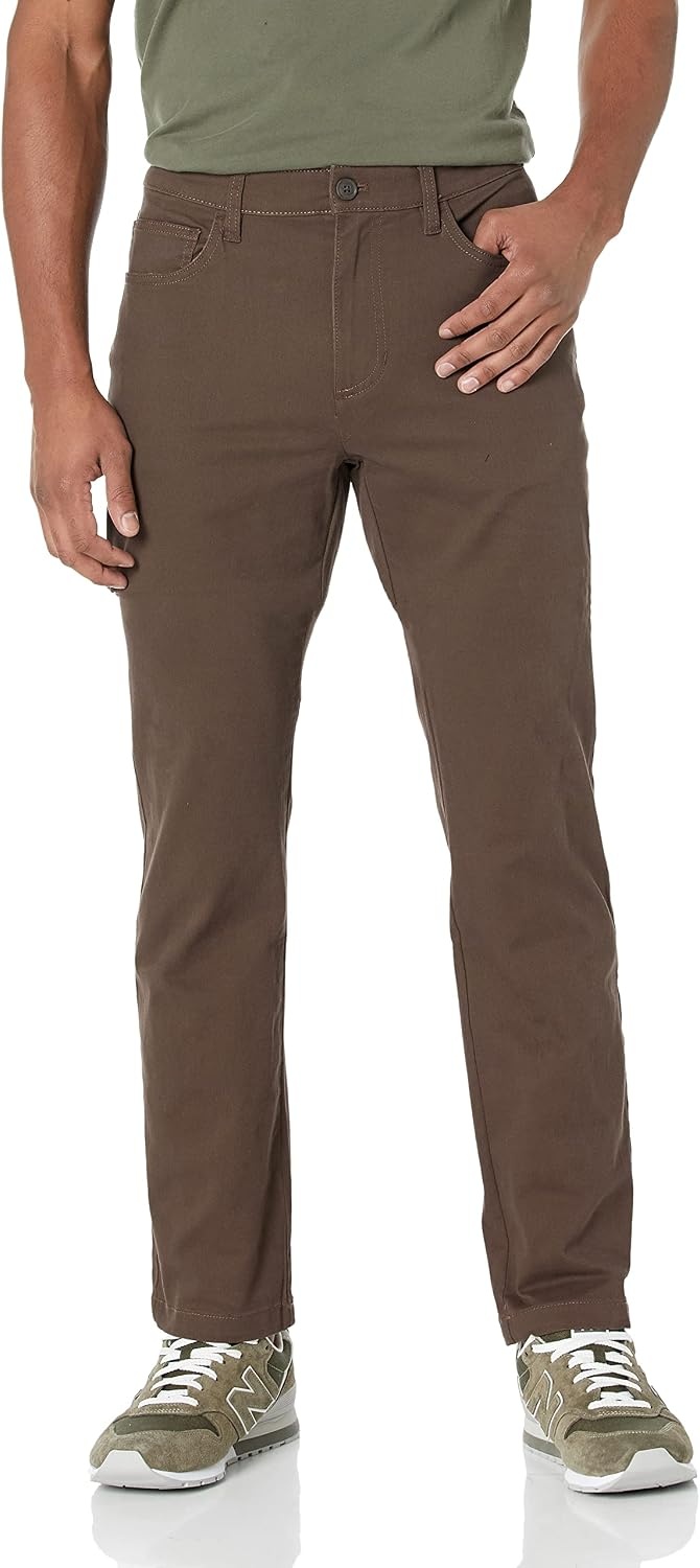 image:imageAmazon Essentials Mens SkinnyFit 5Pocket Stretch Twill Chino PantsBrown