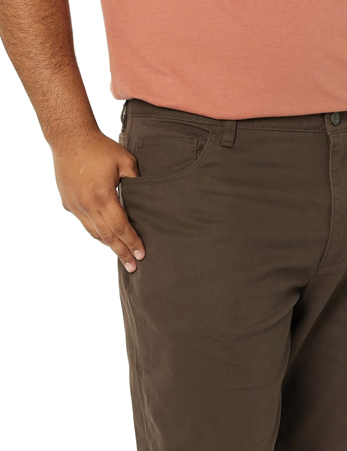 image:imageAmazon Essentials Mens SkinnyFit 5Pocket Stretch Twill Chino PantsBrown