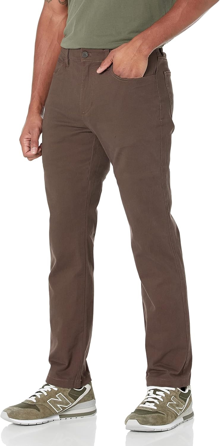 image:imageAmazon Essentials Mens SkinnyFit 5Pocket Stretch Twill Chino PantsBrown