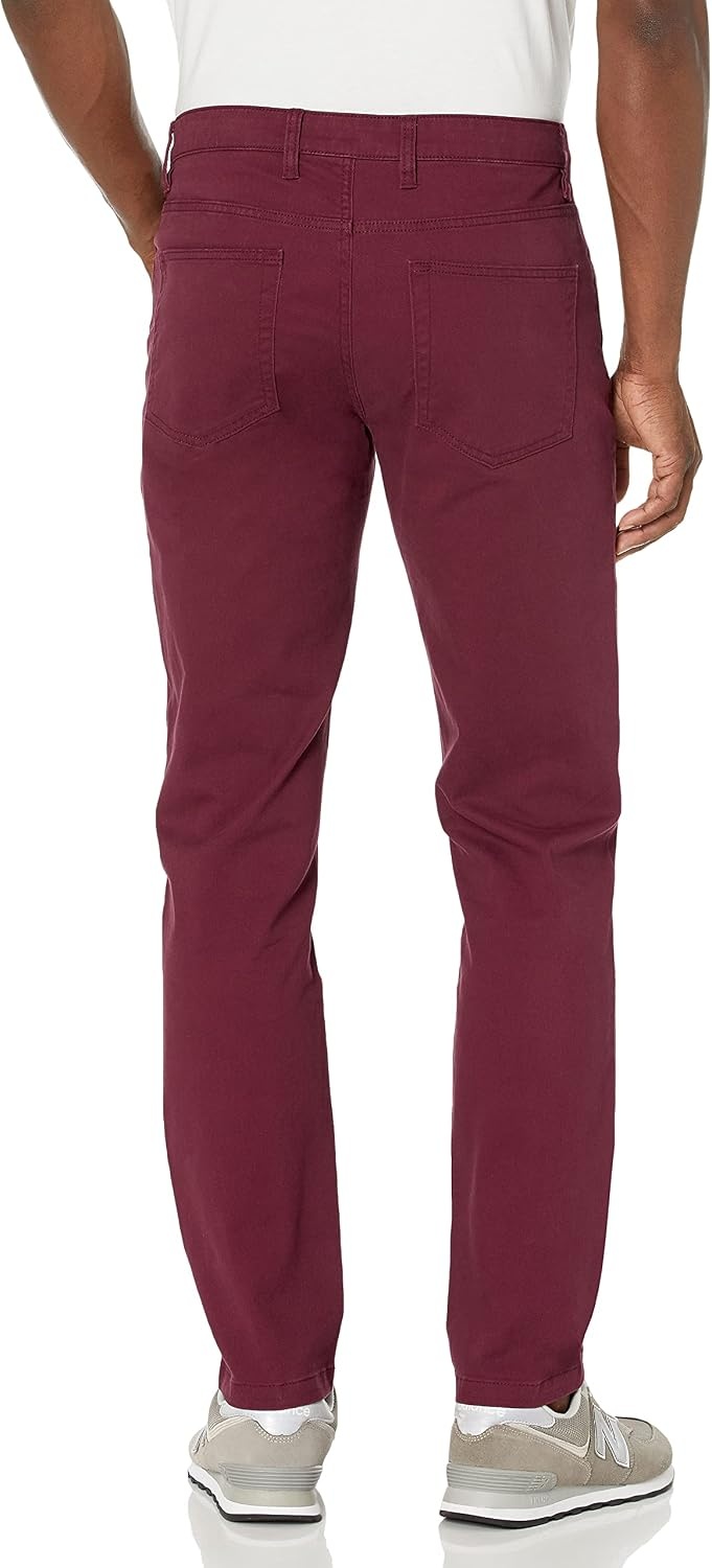 image:imageAmazon Essentials Mens SkinnyFit 5Pocket Stretch Twill Chino PantsBurgundy