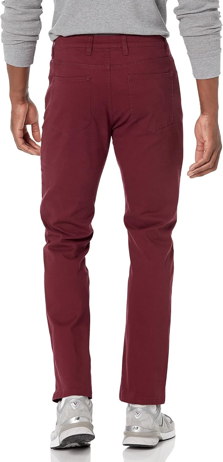 image:imageAmazon Essentials Mens SkinnyFit 5Pocket Stretch Twill Chino PantsBurgundy
