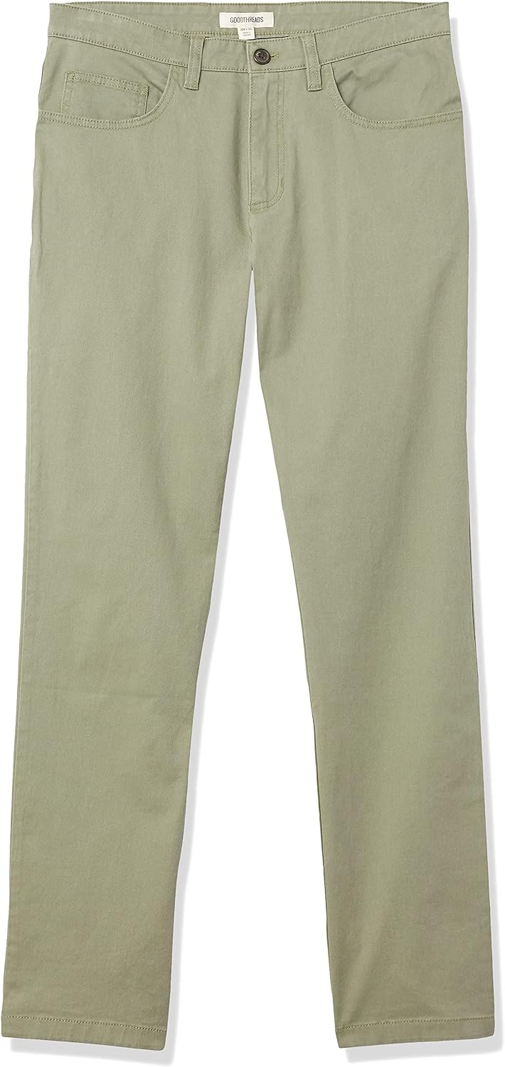 image:imageAmazon Essentials Mens SkinnyFit 5Pocket Stretch Twill Chino PantsDark Olive