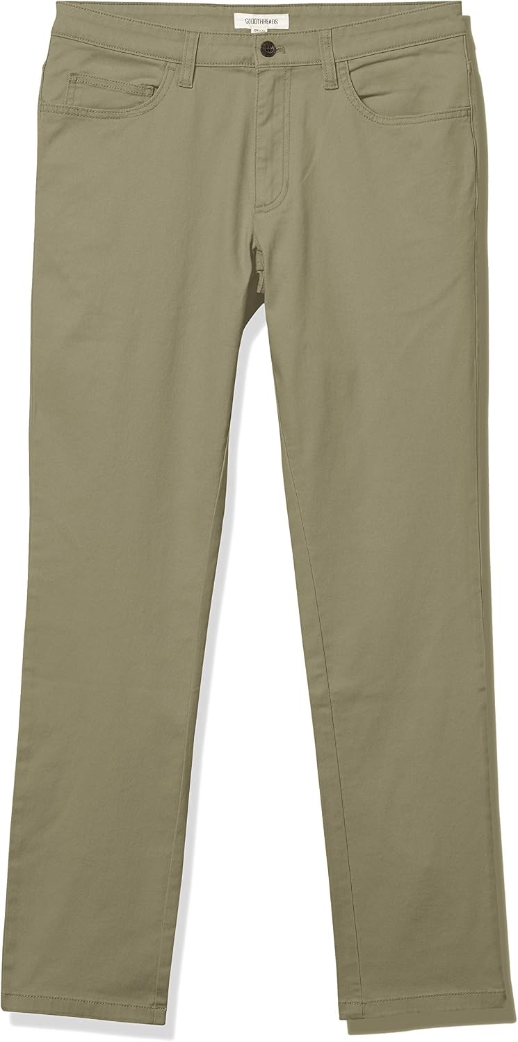 image:imageAmazon Essentials Mens SkinnyFit 5Pocket Stretch Twill Chino PantsDark Olive