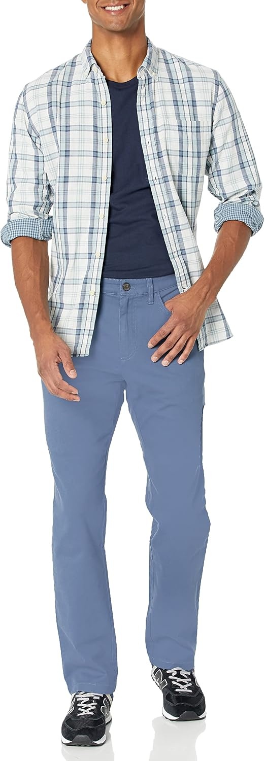 image:imageAmazon Essentials Mens SkinnyFit 5Pocket Stretch Twill Chino PantsDenim