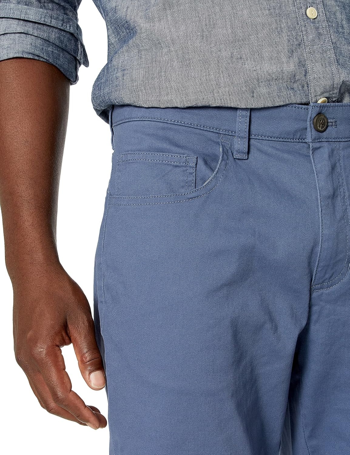 image:imageAmazon Essentials Mens SkinnyFit 5Pocket Stretch Twill Chino PantsDenim