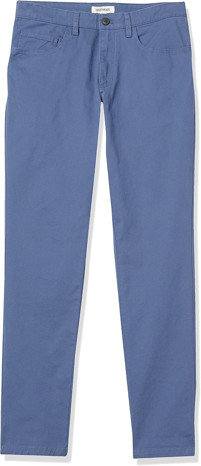 image:imageAmazon Essentials Mens SkinnyFit 5Pocket Stretch Twill Chino PantsDenim