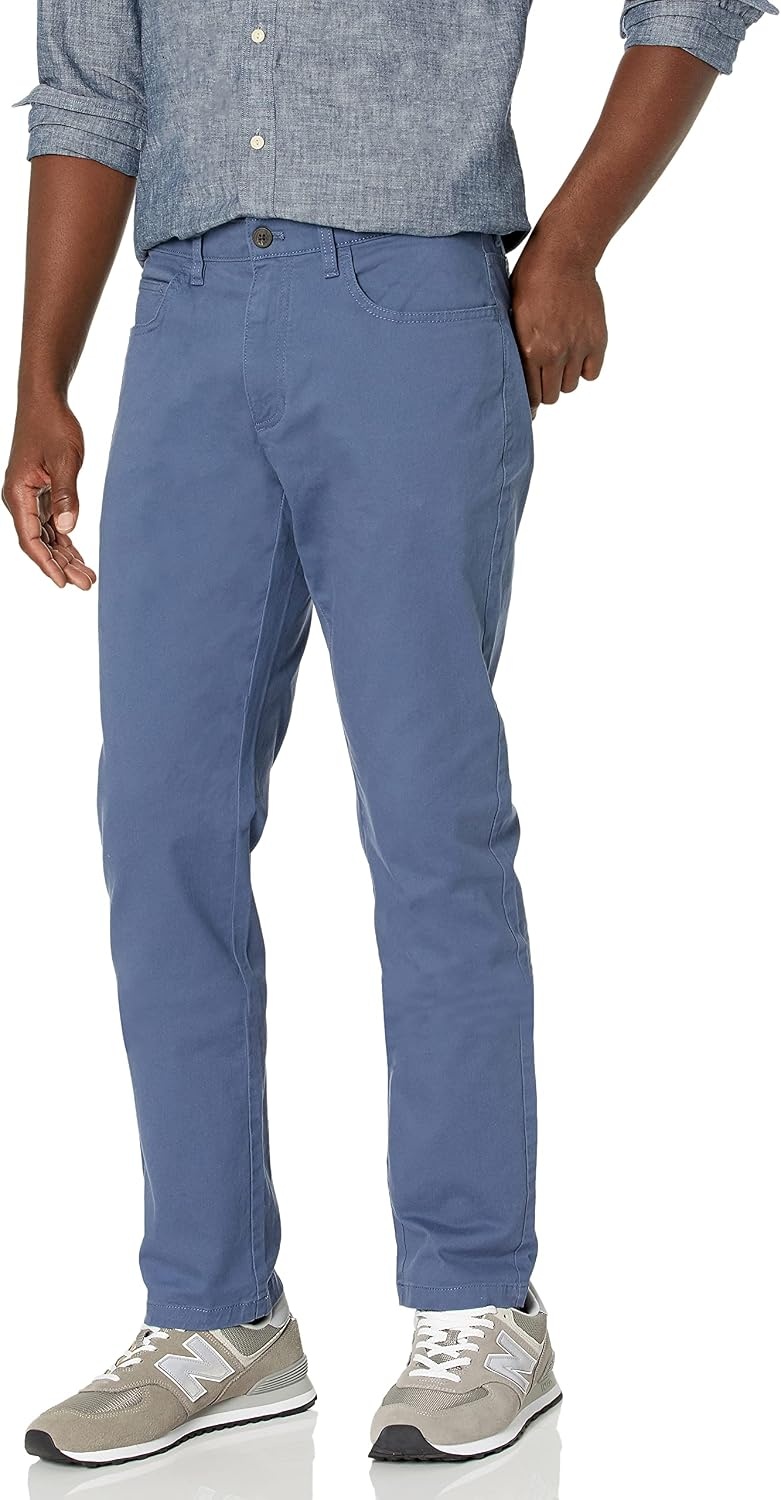 image:imageAmazon Essentials Mens SkinnyFit 5Pocket Stretch Twill Chino PantsDenim