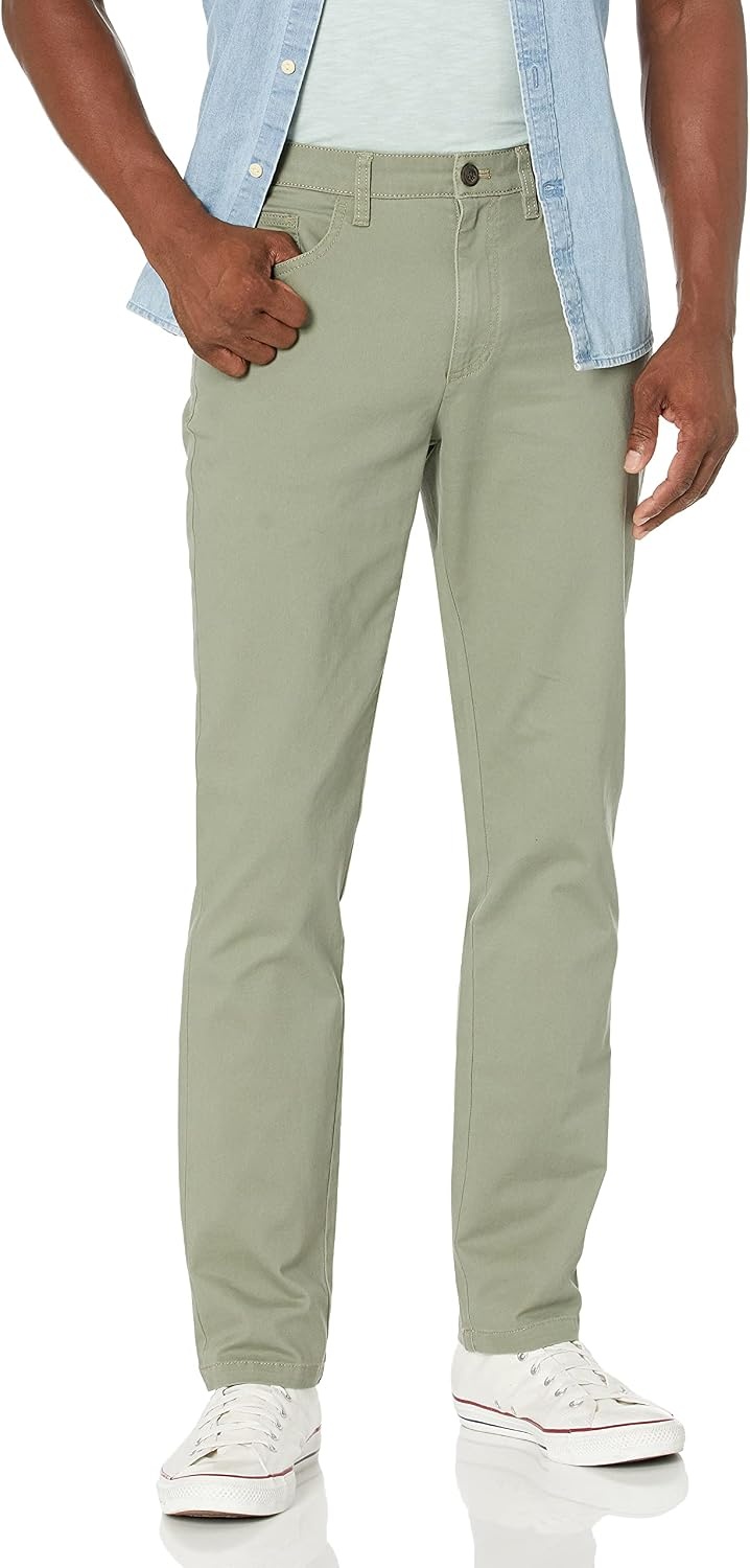 image:imageAmazon Essentials Mens SkinnyFit 5Pocket Stretch Twill Chino PantsFatigue