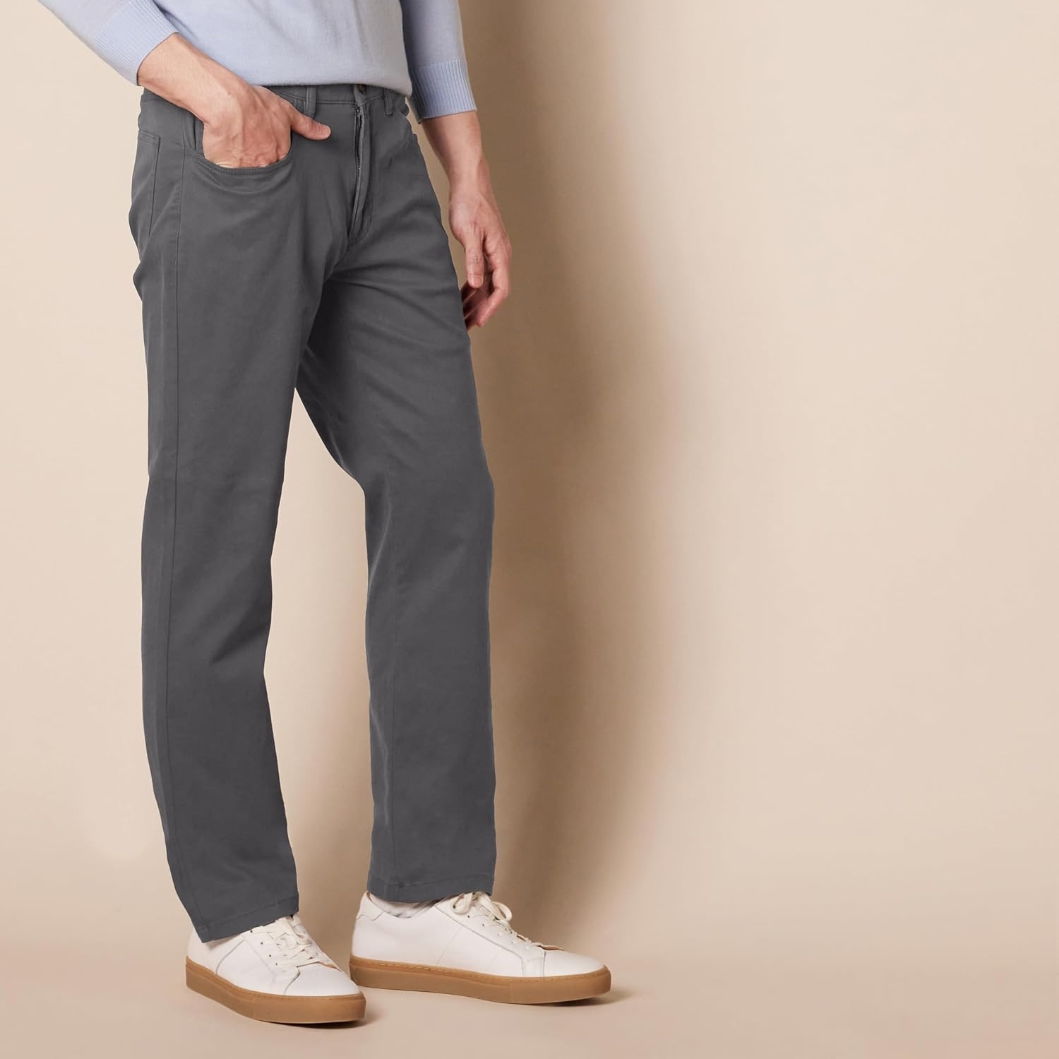 image:imageAmazon Essentials Mens SkinnyFit 5Pocket Stretch Twill Chino PantsGrey