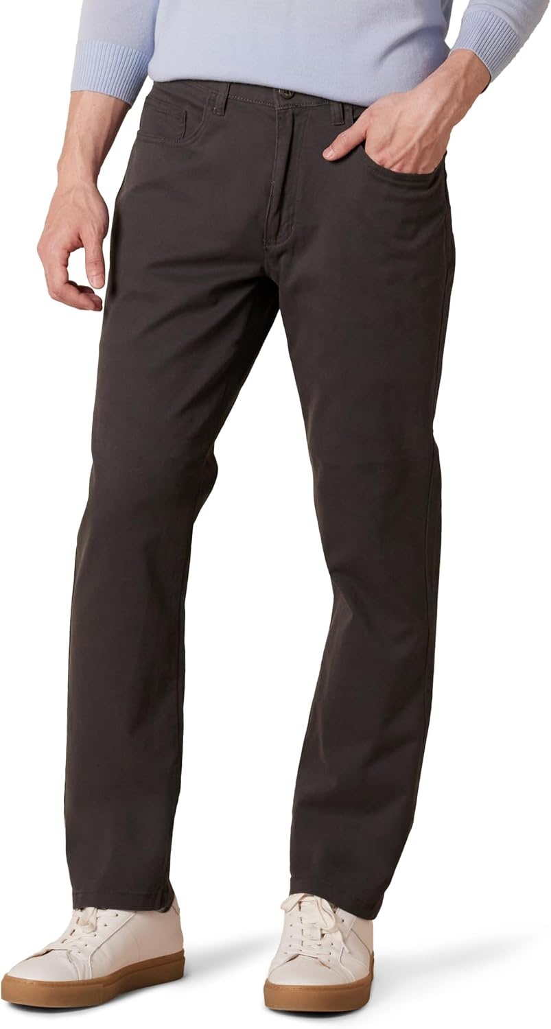 image:imageAmazon Essentials Mens SkinnyFit 5Pocket Stretch Twill Chino PantsGrey