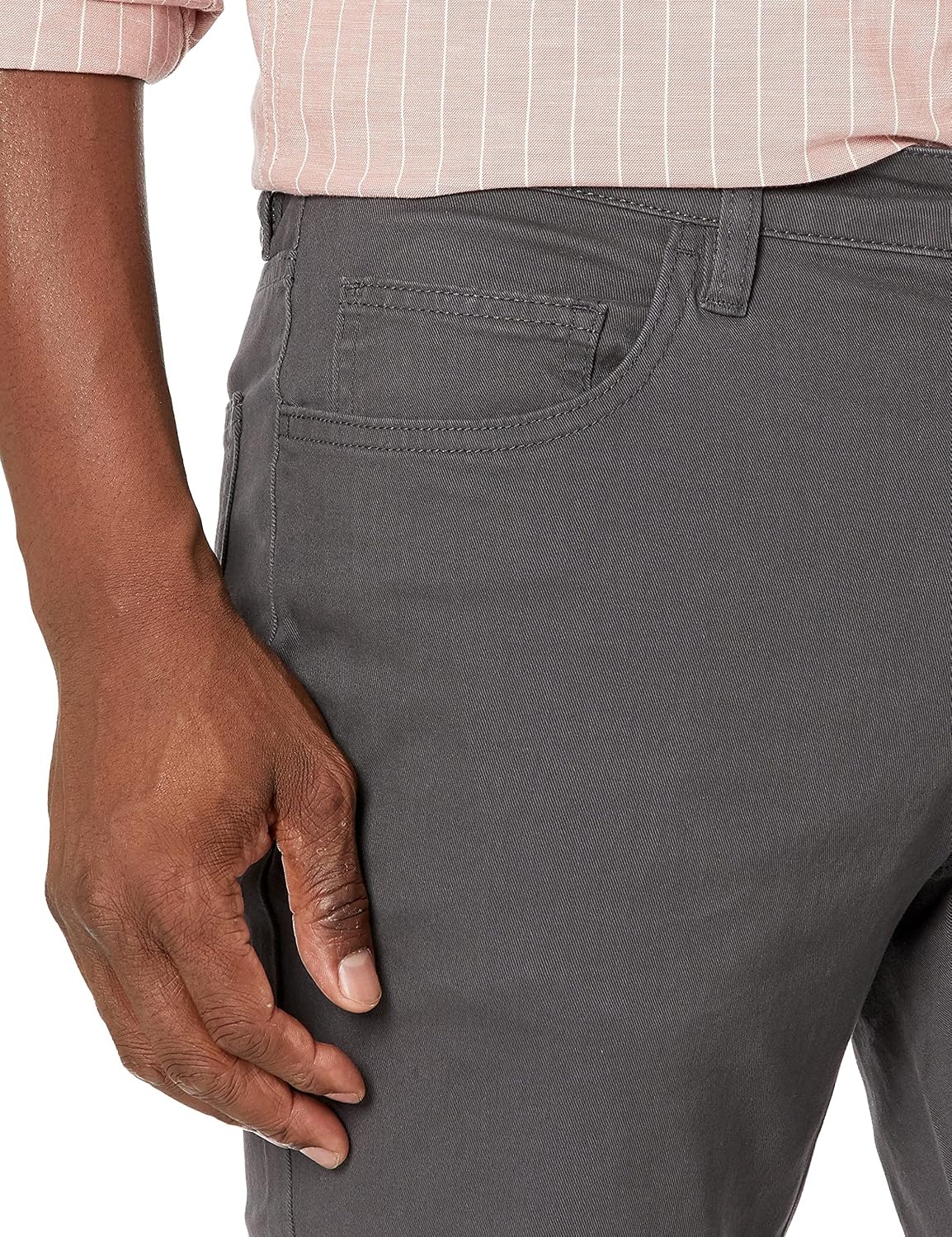 image:imageAmazon Essentials Mens SkinnyFit 5Pocket Stretch Twill Chino PantsGrey