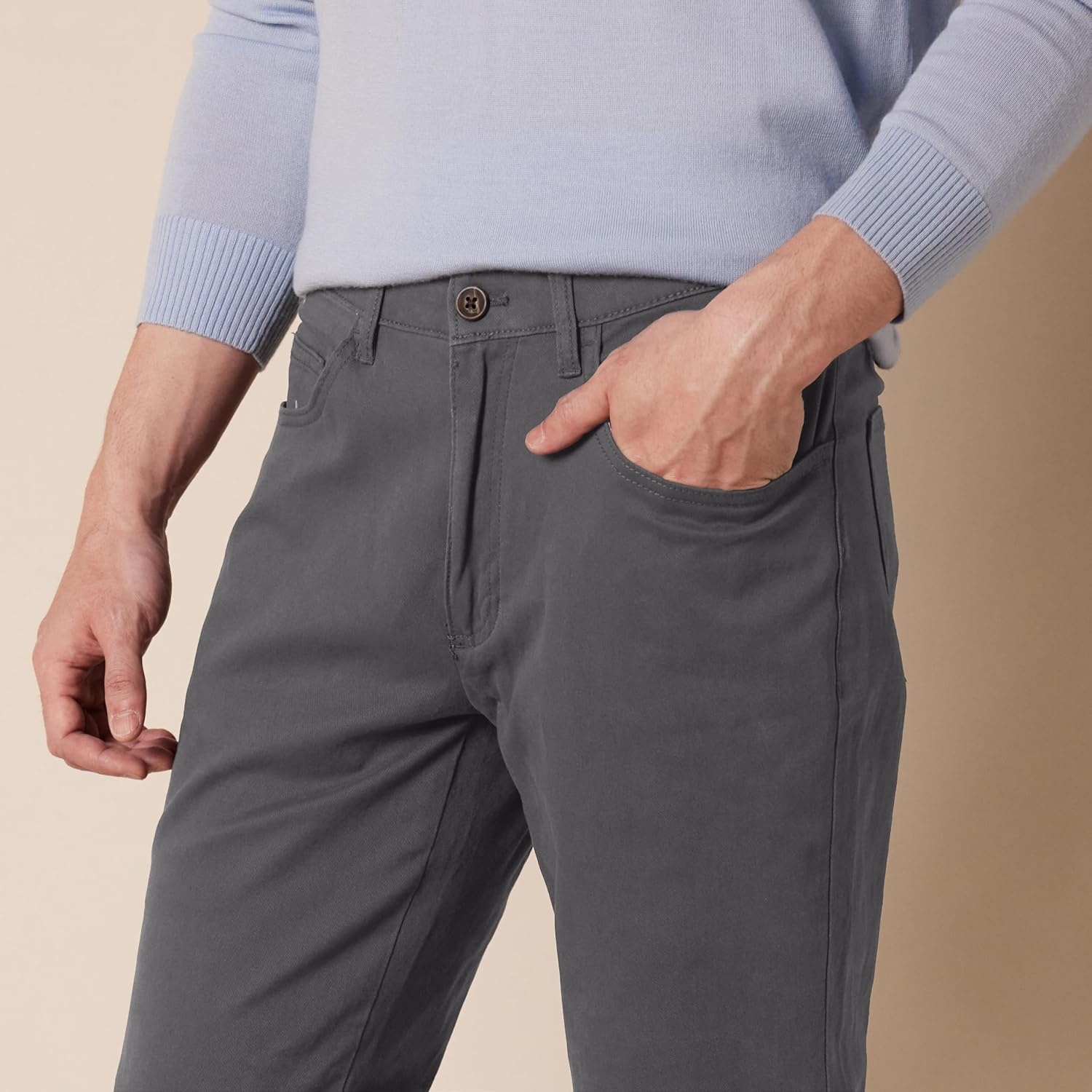 image:imageAmazon Essentials Mens SkinnyFit 5Pocket Stretch Twill Chino PantsGrey