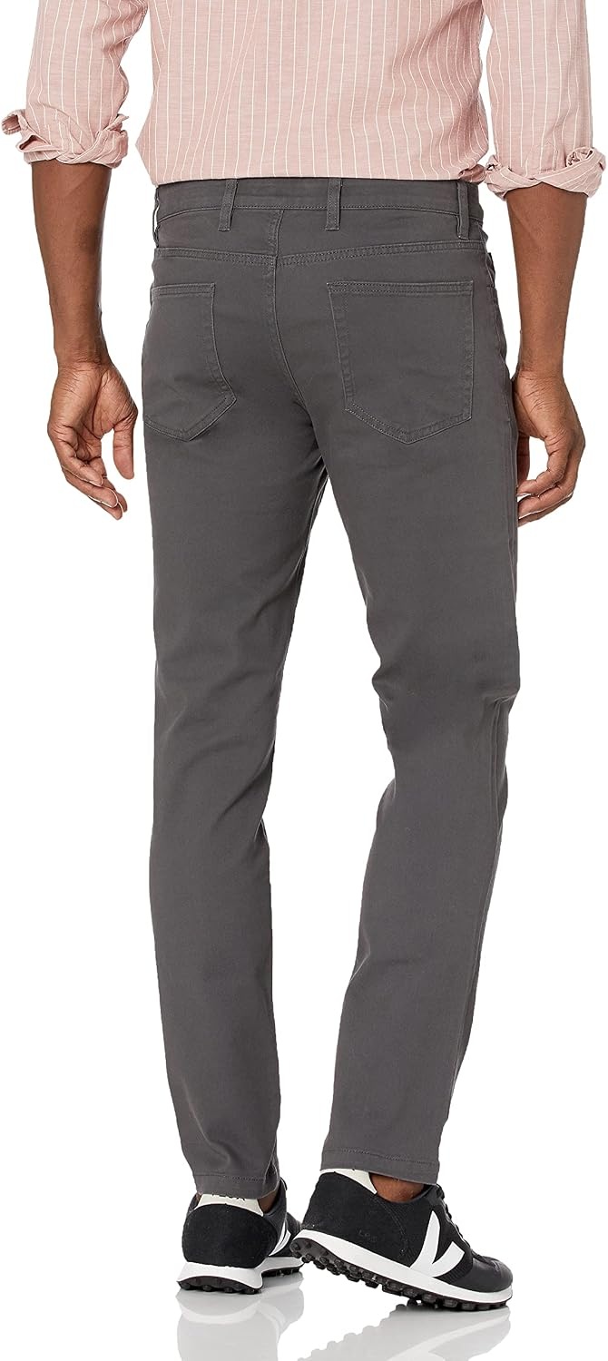 image:imageAmazon Essentials Mens SkinnyFit 5Pocket Stretch Twill Chino PantsGrey