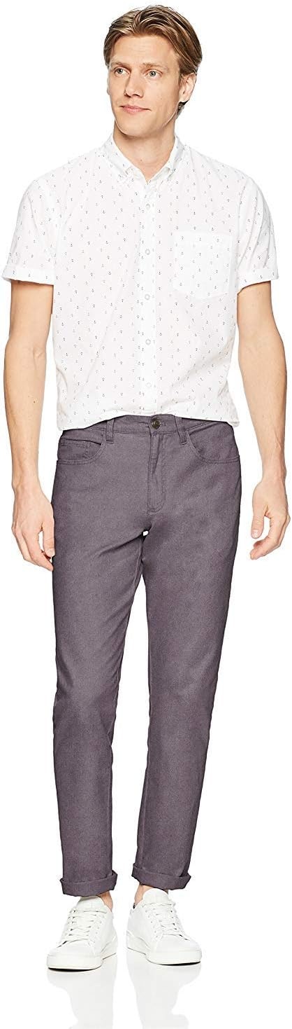 image:imageAmazon Essentials Mens SkinnyFit 5Pocket Stretch Twill Chino PantsGrey